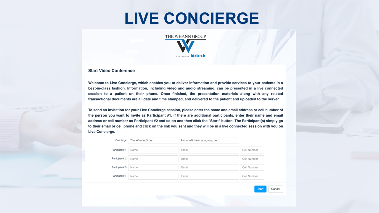 Live Concierge Feature
